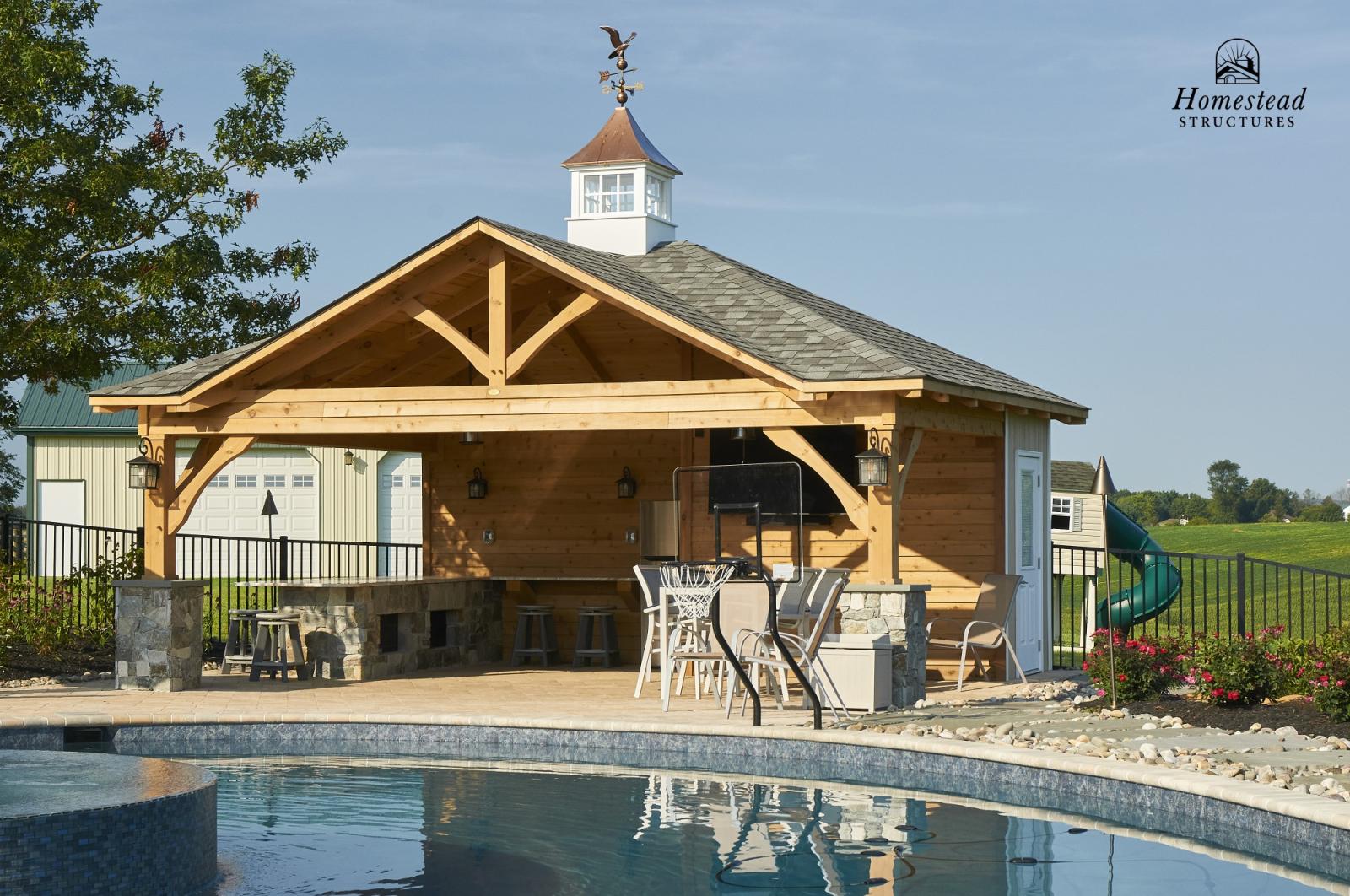 Troppman Timber Frame Pool House Woodbine, MD Homestead Structures